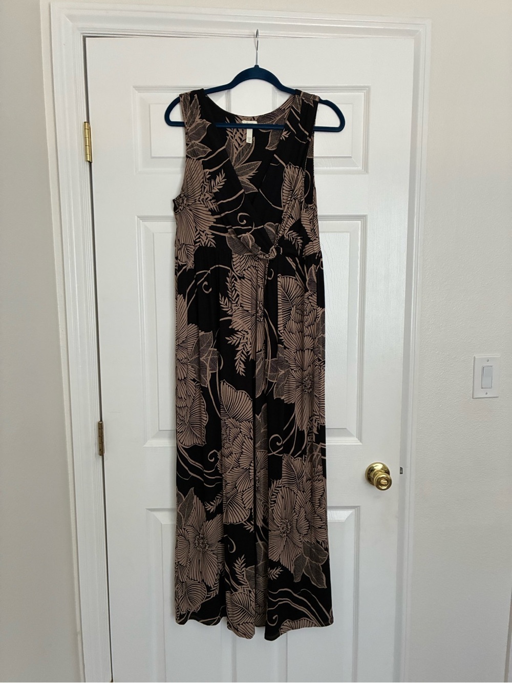 Soma Black Maxi Dress with Tan Floral Print